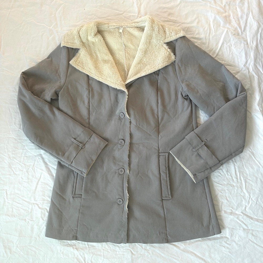 Grey White Fur Coat